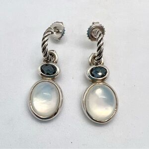 David Yurman Mother of Pearl Hampton Blue Topaz Drop Earrings